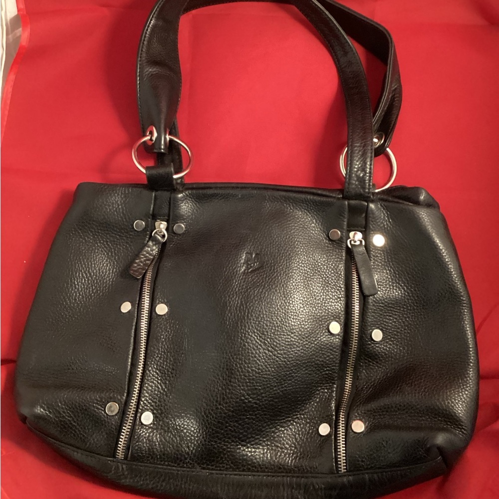 Black leather handbag purse